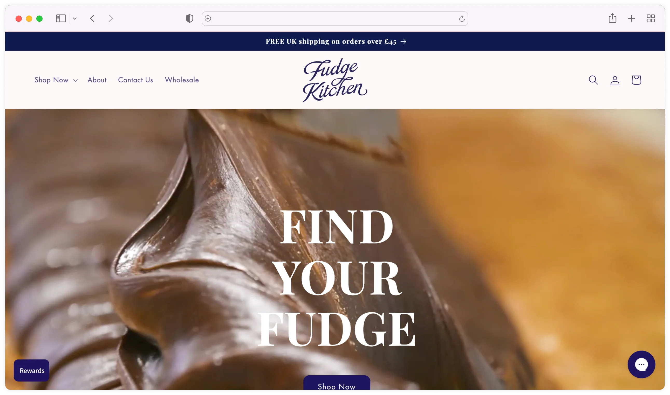Fudge Kitchen Shopify website
