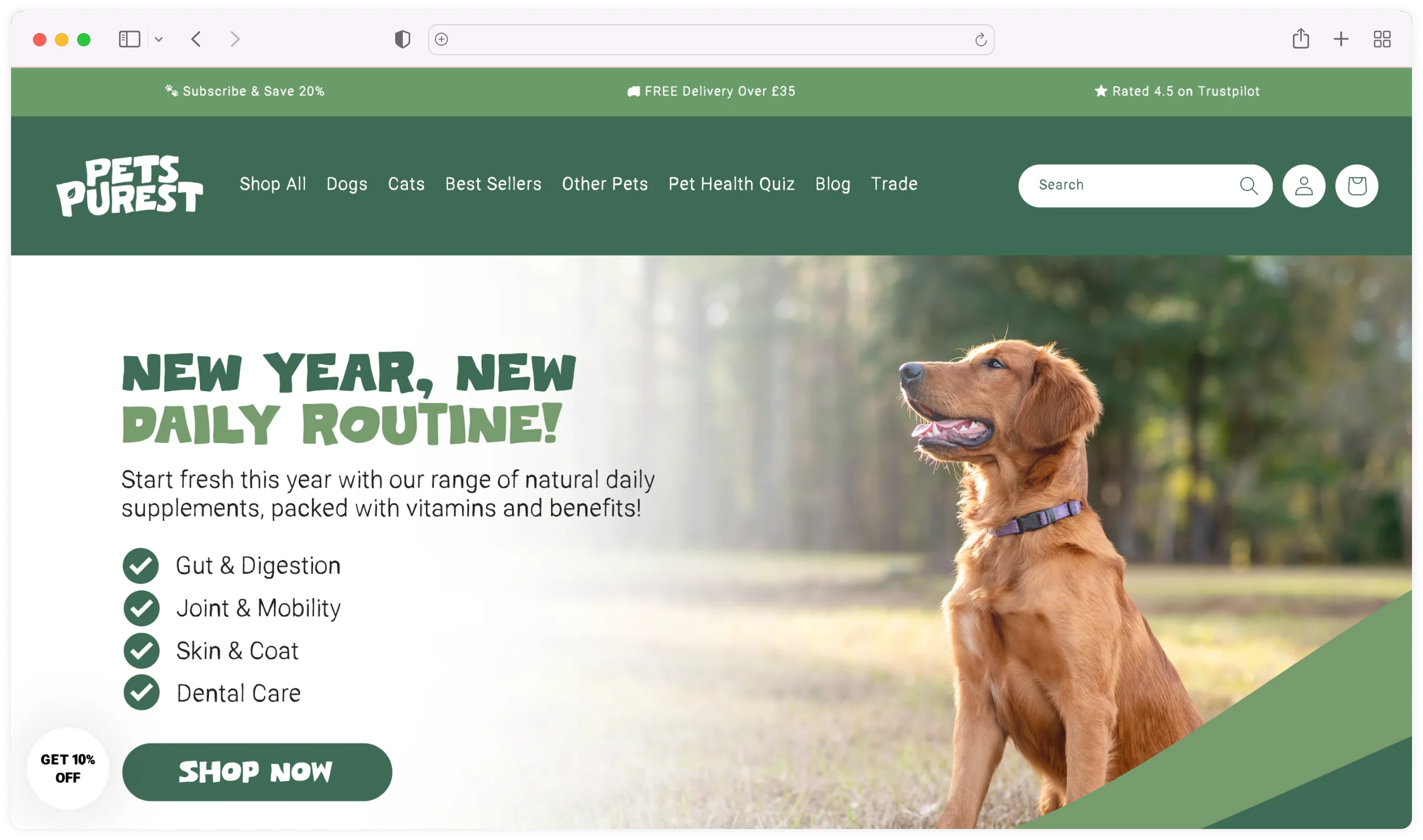 Pets Purest Shopify website