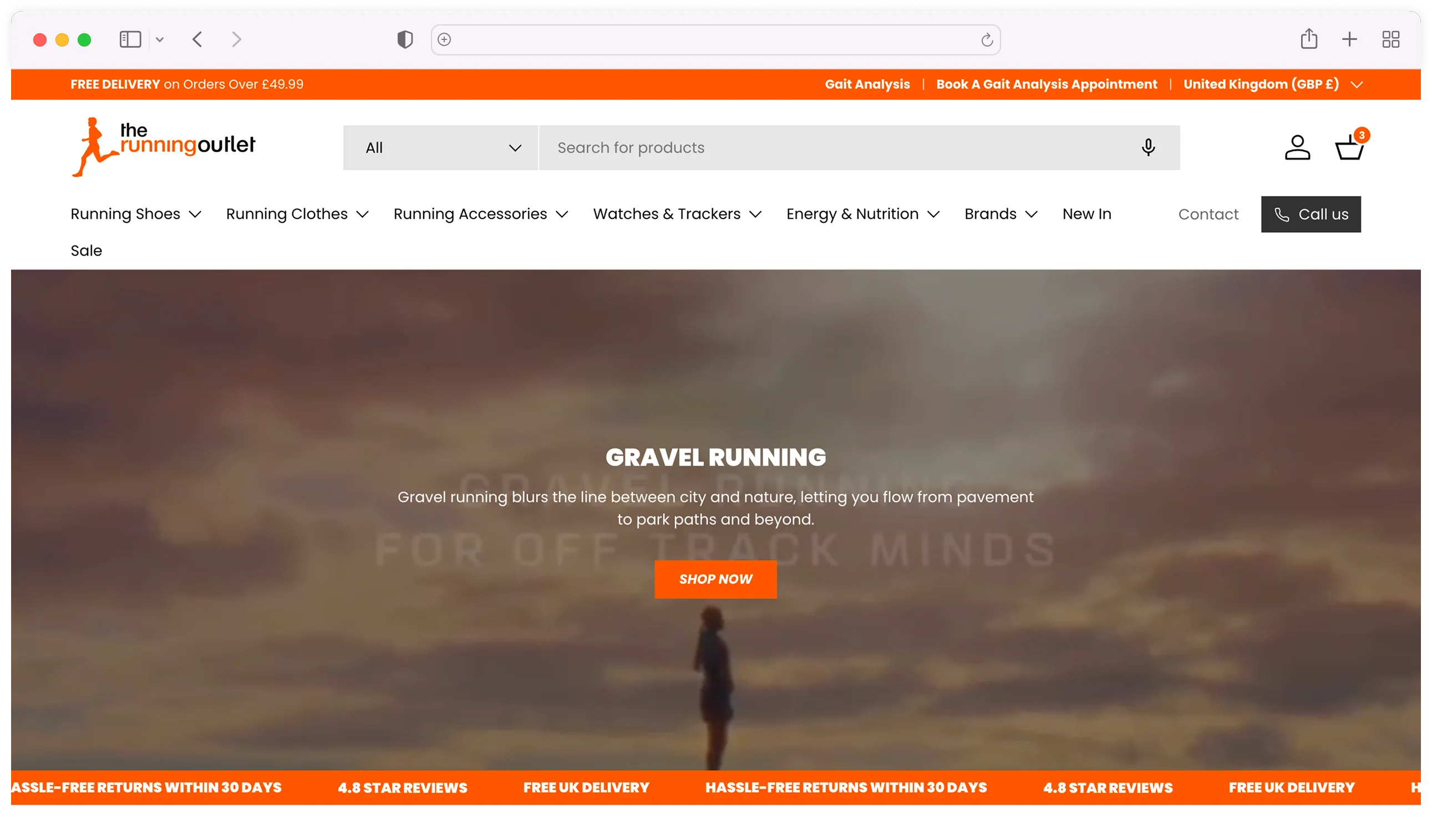 The Running Outlet Shopify website